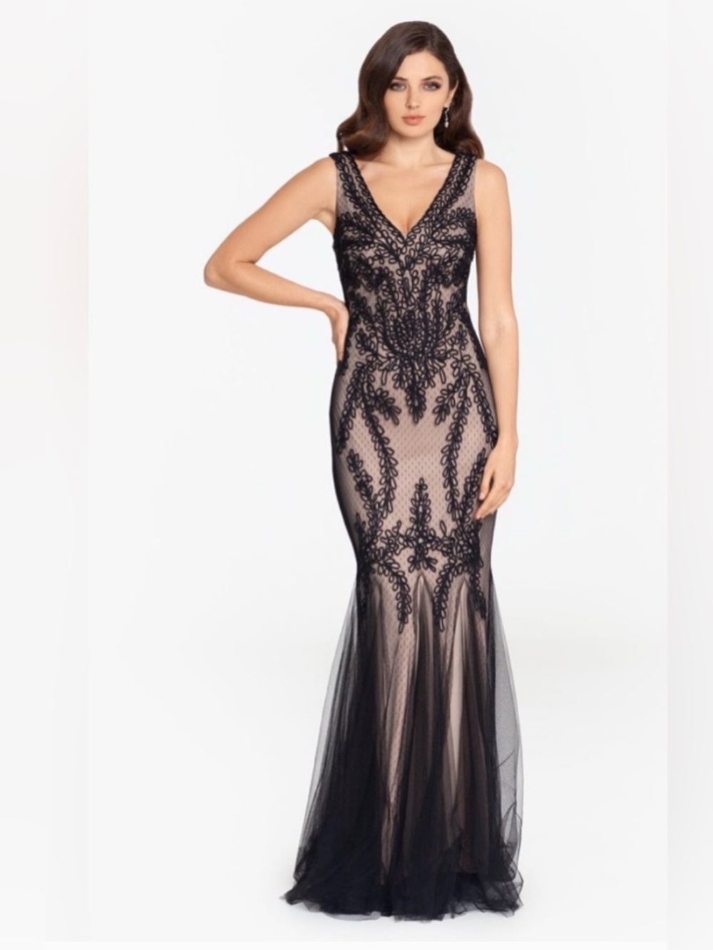 Cachet Embroidered Tulle Mermaid Gown-Size 8-NWOT